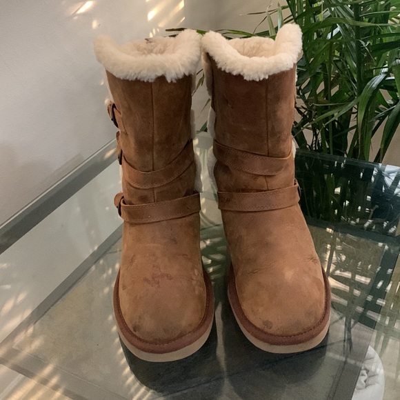 UGG Becket Boots Wool Lined Shearling Mid-Calf Moto 1005380 - Picture 2 of 14